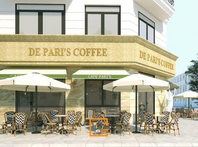 Một số mẫu quán cafe 2 mặt tiền lô góc