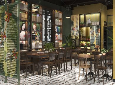 Các mẫu quán cà phê 100m2 độc lạ